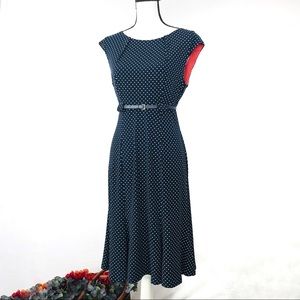 Dressbarn Polka Dot Swing Dress Midi Size 8